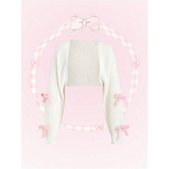 Women's Cropped Sweater Soft Knit Long Sleeve Casual Cardigan Top - Picture 6 of 6